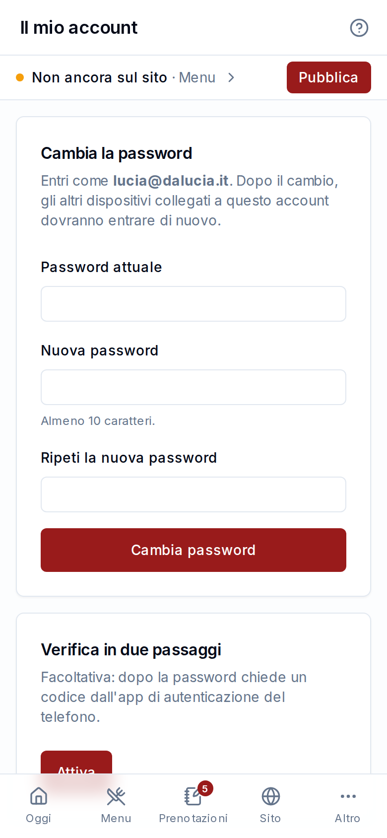 Il mio account
