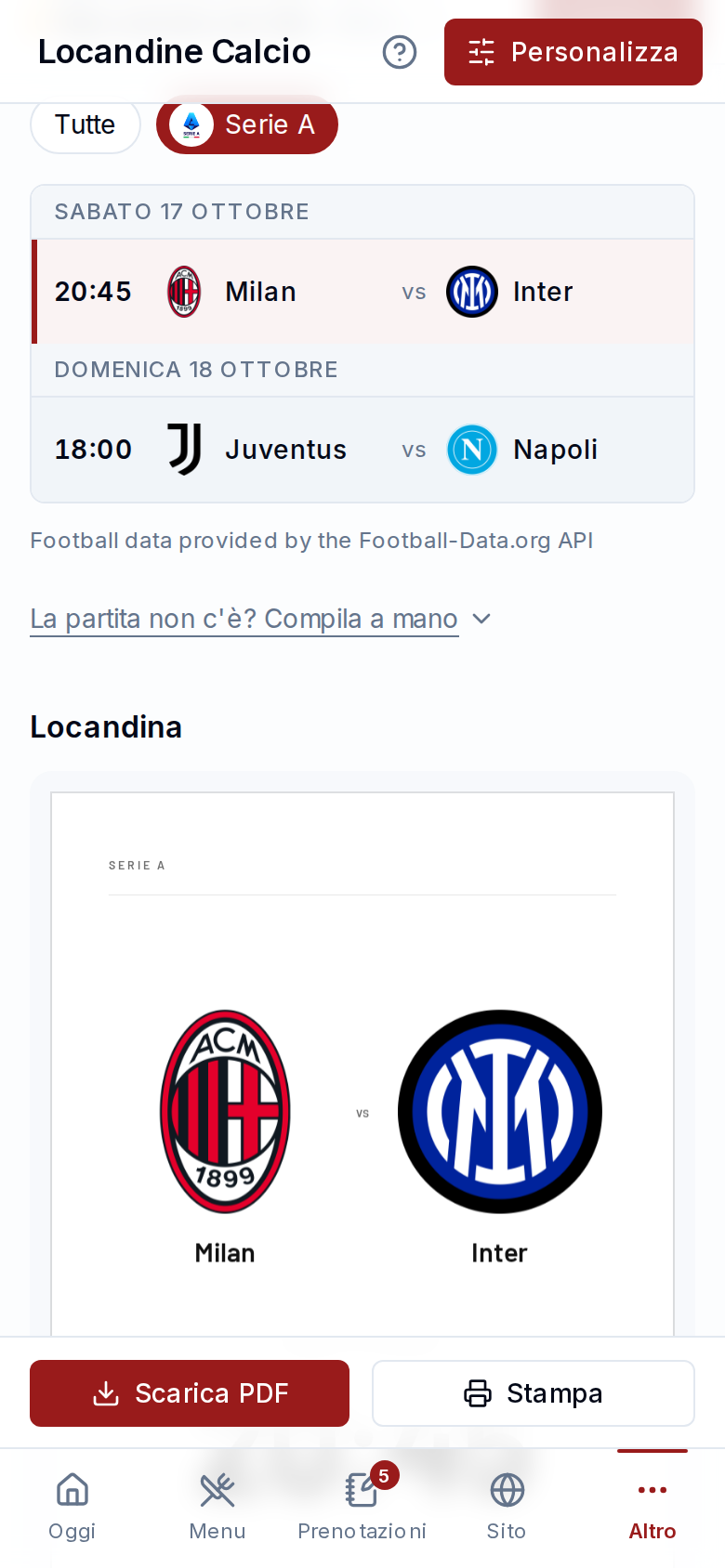 La locandina di una partita