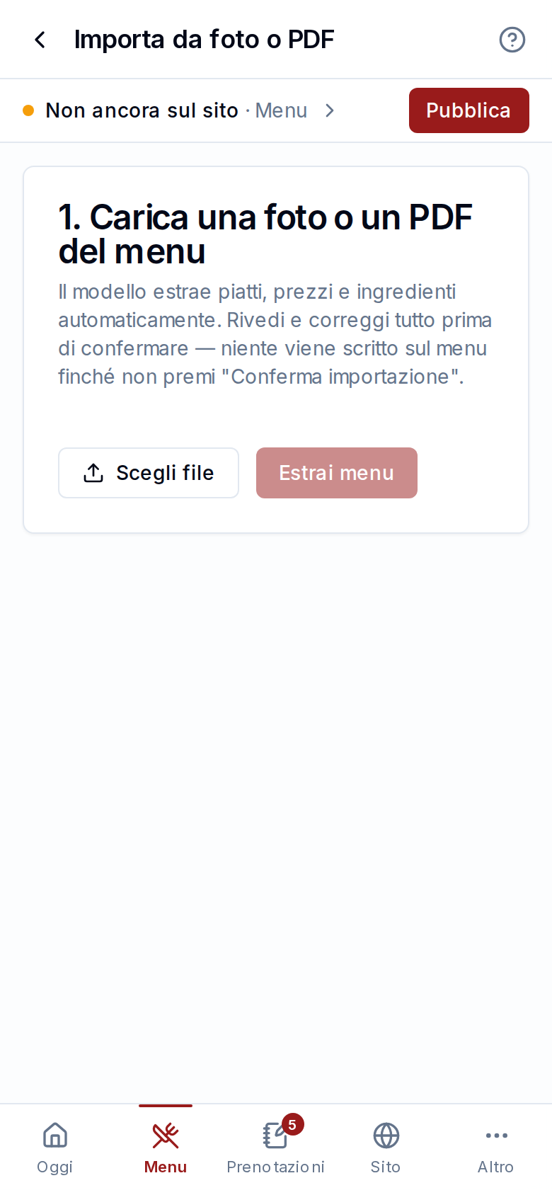 Importare da una foto o da un PDF