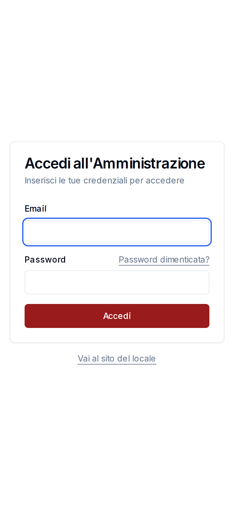 La pagina di accesso