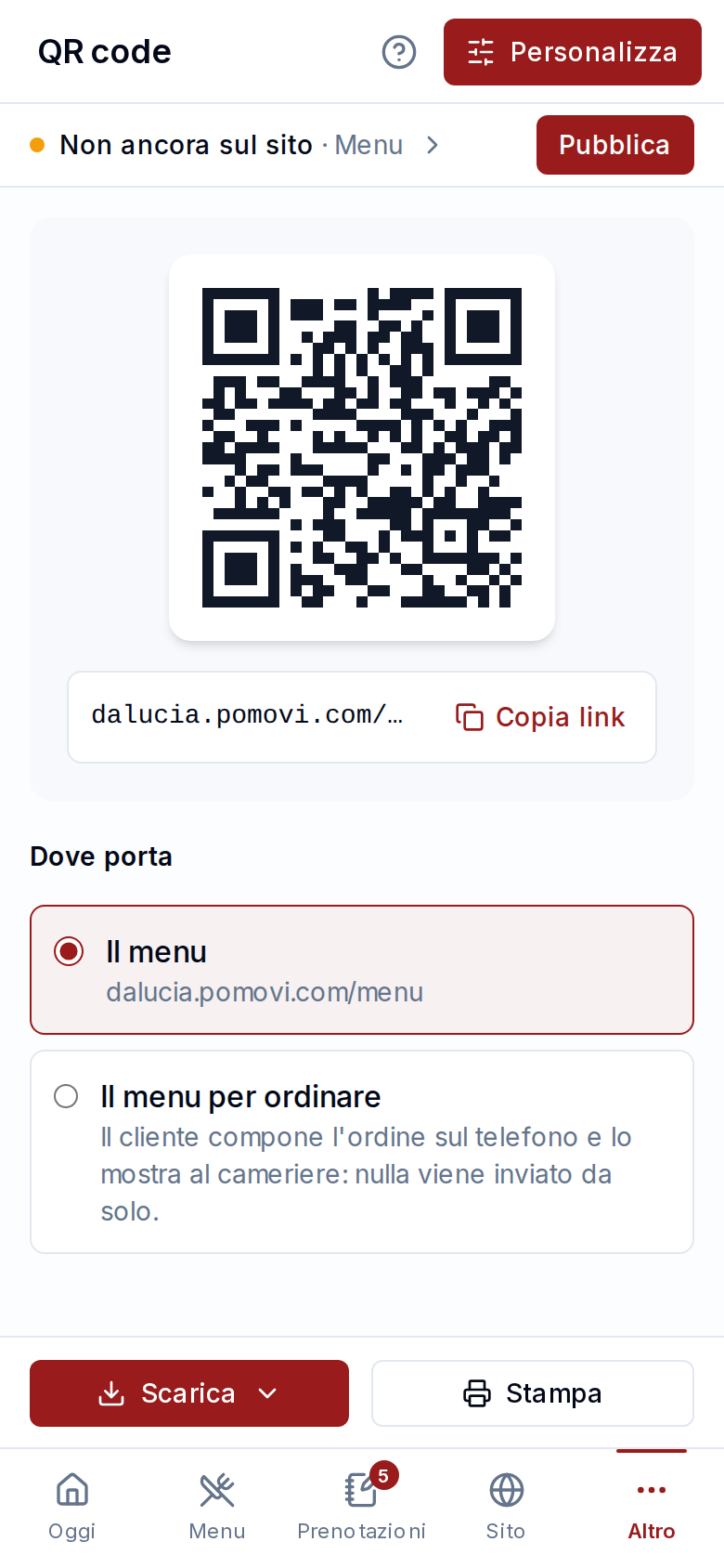 Il QR code del locale