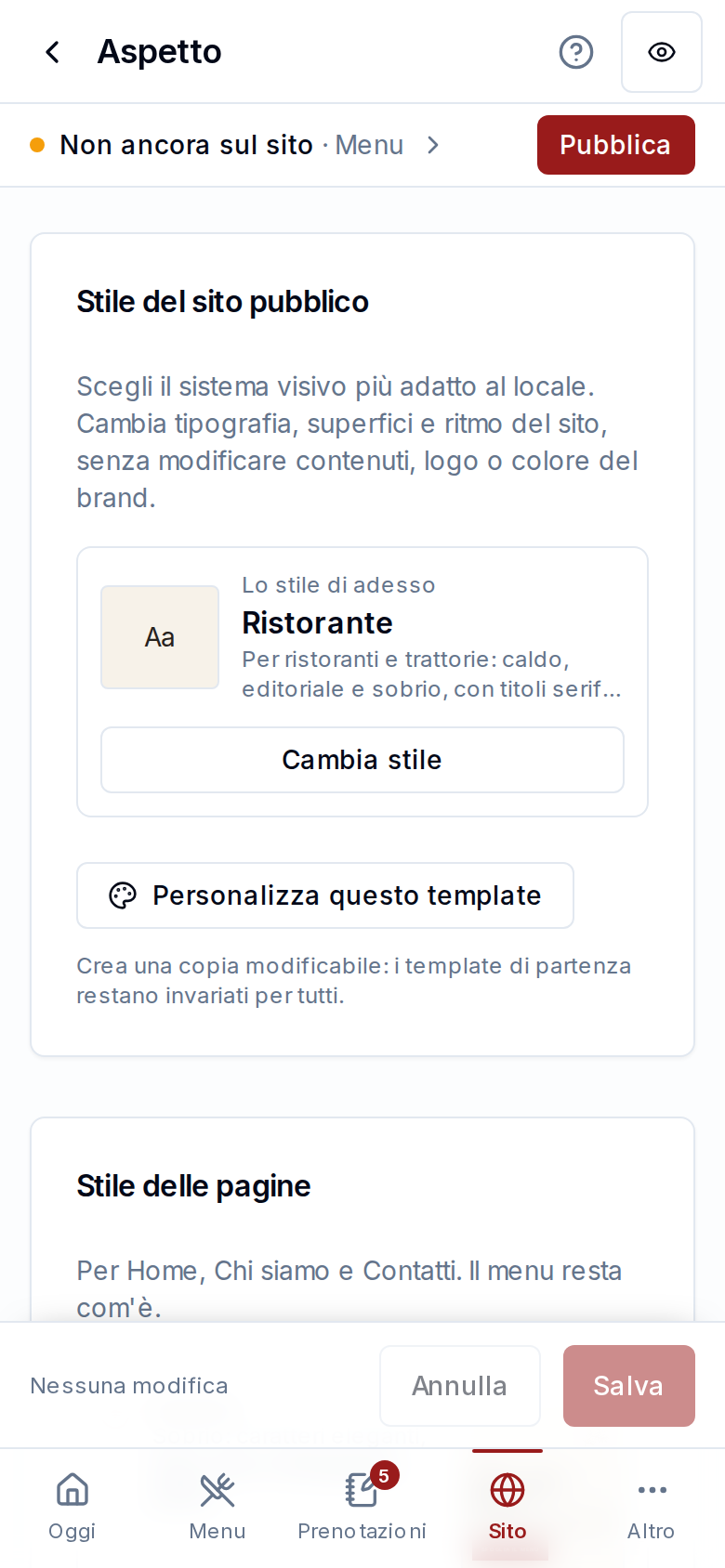 L'aspetto del sito