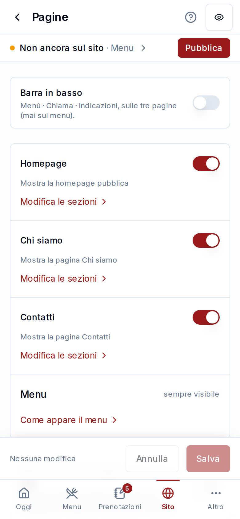 Le pagine del sito
